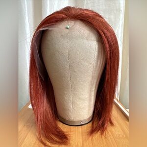 Human hair lace front free part Irish red wig size medium